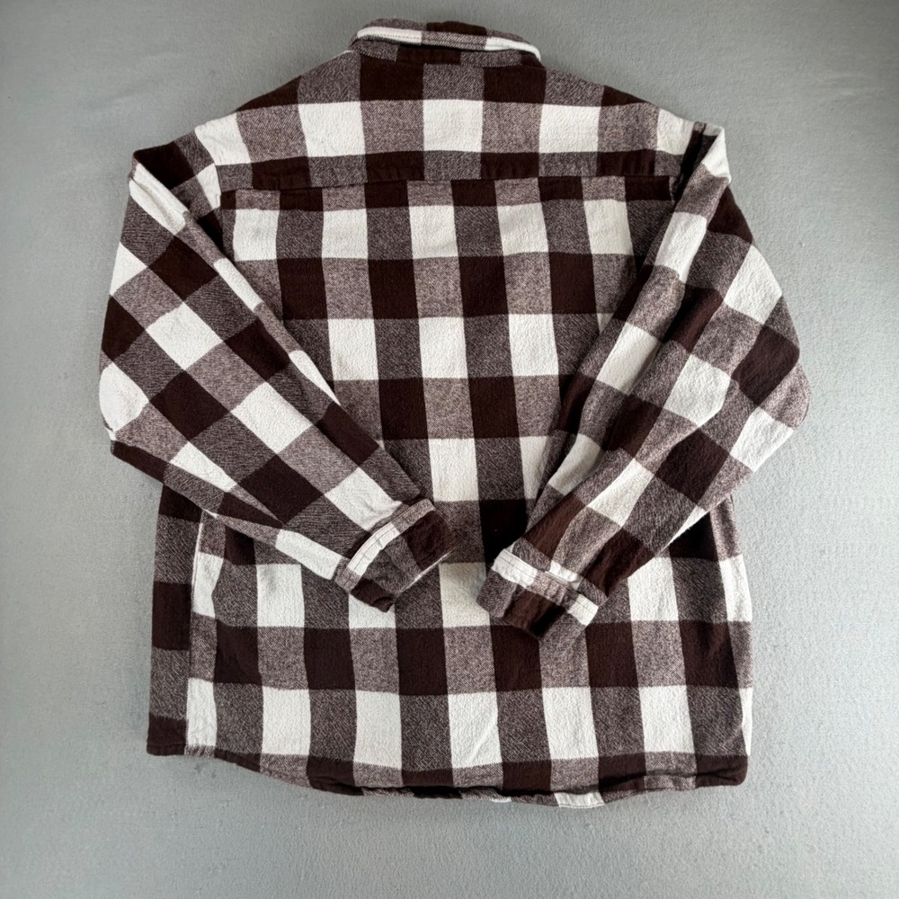 Trail Crest Buffalo Plaid‎ Flannel Shirt Brown White Workwear Mens Size XL Vtg - Picture 8 of 10